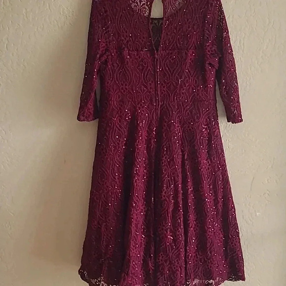 Torrid Merlot Sequin Lace Cocktail Party Dress 12 - Picture 4 of 8